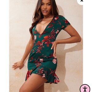 NWOT Lace Up Emerald Green Dress